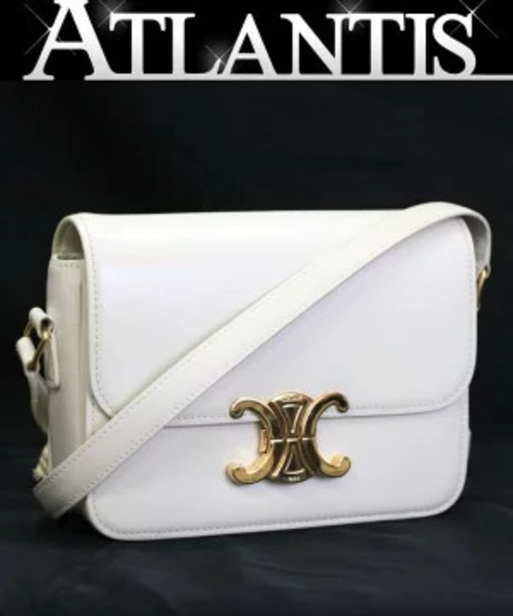 Celine Teen Triomphe Shoulder Bag Leather White